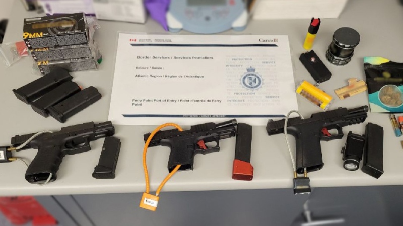 Canada Border Services Agency officers seized multiple weapons in St. Stephen, N.B., on April 5, 2024. (Source: CBSA)