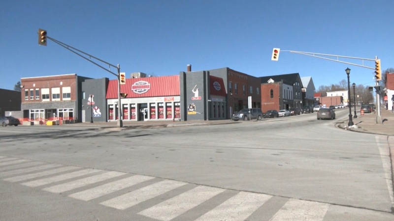King Street and Milltown Boulevard in downtown St. Stephen, N.B., in a file photo from April 3, 2024. (Source: Avery MacRae/CTV Atlantic)
