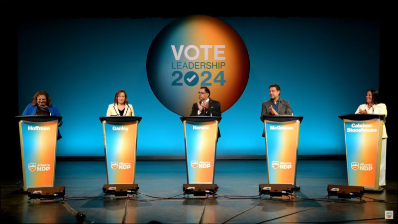 The five candidates running for leadership of the Alberta NDP met for their first debate in Lethbridge on Thursday, April 25, 2024.