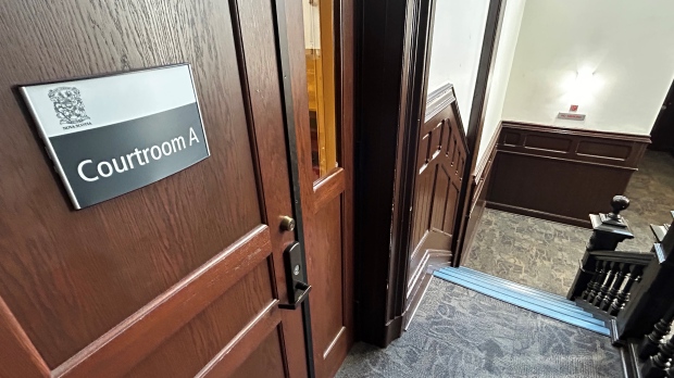 The door to Courtroom A is pictured inside Halifax provincial court on April 26, 2024. (Jonathan MacInnis/CTV Atlantic)