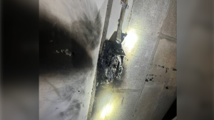 Emergency crews responded to a report of an electrical heater on fire in a detached garage on Spring Lake Road in Huntsville Ont., on April, 26, 2024. (Town of Huntsville)