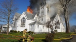 Firefighters respond to a fire at Bridgetown Baptist Church in Bridgetown, N.S., on April 26, 2024. (Courtesy: Bill Roberts)