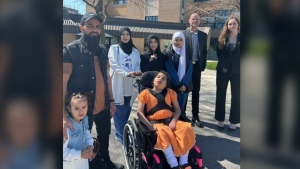 The Alzoubi family and Sunbeam staff on April 26, 2024. (CTV News/Ashley Bacon)