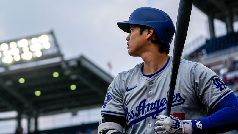 Los Angeles Dodgers designated hitter Shohei Ohtani prepares to bat during the eighth inning of a baseball game against the Washington Nationals at Nationals Park, Thursday, April 25, 2024, in Washington. The Dodgers won 2-1. (AP Photo/Alex Brandon)