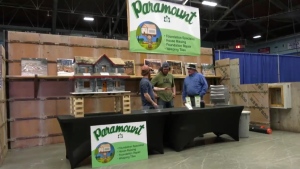 Paramount Construct from the Greater Sudbury community of Val Caron is one of almost 100 vendors setup at the Sudbury Home, Renovation and Style Show 2024 at the Sudbury Community Arena. April 26, 2024. (Angela Gemmill/CTV News Northern Ontario)