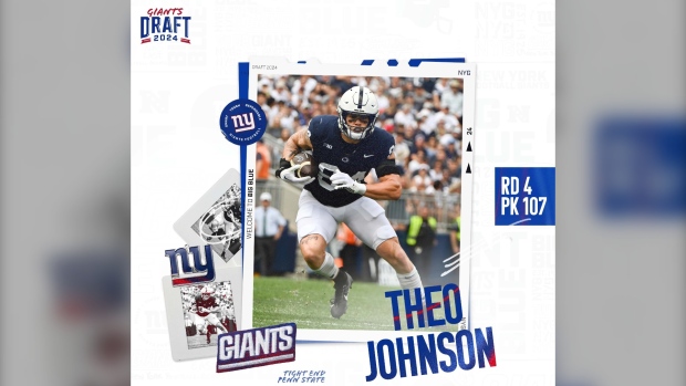 Theo Johnson of Windsor, Ont. was selected by the New York Giants during the NFL Draft in Detroit, Mich. on April 27, 2024. (Source: New York Giants/X)