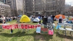 An encampment set up at McGill University on Saturday, April 27, 2024. (Stephane Giroux/CTV News)