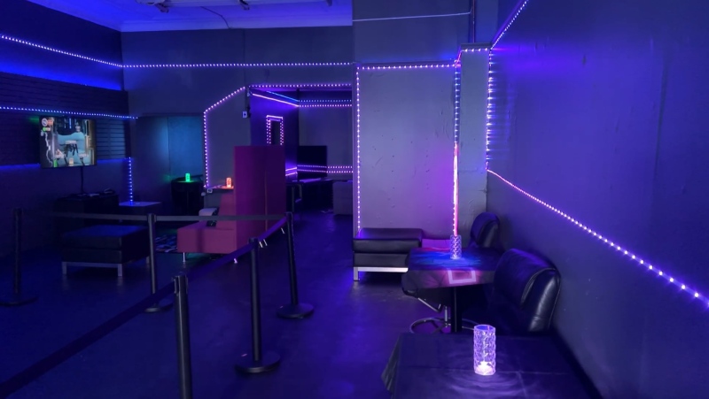 A photo showing the inside of Checkpoint Game Lounge, with a virtual escape room and gaming consoles. April 27, 2024. (Jack Richardson/CTV News Ottawa).
