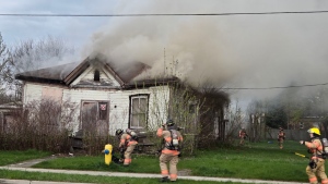 Fire crews responded to 510 South St. in London, Ont. for a fire at a vacant building on April 28, 2024. (Source: London Fire Department/X)