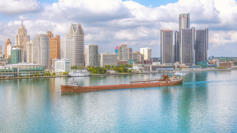 A tanker is seen on the Detroit River in this viewer submitted image from April 2024. (Source: Mark Hewer)