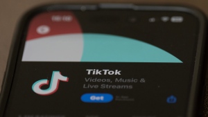 The TikTok download screen is seen on the Apple Store on an iPhone, in Ottawa, Wednesday, Oct. 18, 2023. (THE CANADIAN PRESS/Adrian Wyld)