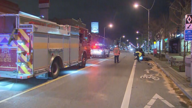 A motorcyclist was critically injured in an April 28 collision near Danforth and Woodbine avenues. (Tim Constable/CP24)