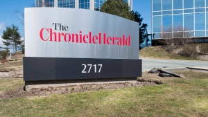 The Chronicle Herald sign is seen in Halifax on Thursday, April 13, 2017. A Toronto-based restructuring firm says several bidders have offered to buy all or part of SaltWire Network and The Halifax Herald, the two companies that operate Atlantic Canada's largest newspaper enterprise.THE CANADIAN PRESS/Andrew Vaughan
