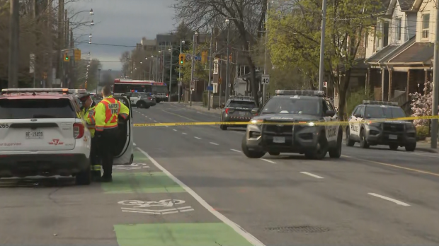 A pedestrian was rushed to hospital early Monday morning after police said she was struck by a vehicle near Woodbine Avenue and Kingston Road. 