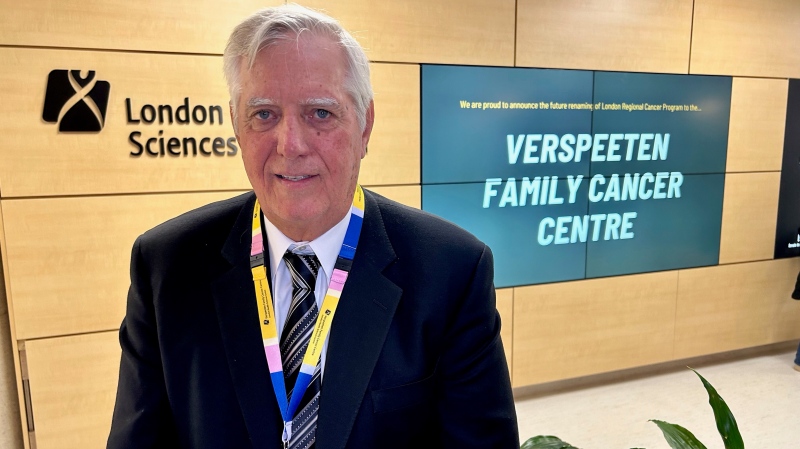 Dennis Verspeeten is seen at the newly renamed Verspeeten Cancer Centre on April 29, 2024.  (Sean Irvine/CTV News London)