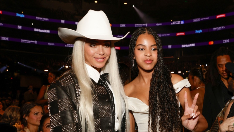 Beyoncé and Blue Ivy Carter are seen here at the Grammys in February. Beyoncé’s 12-year-old daughter voices Kiara, the daughter of King Simba and Queen Nala in “Mufasa: The Lion King.” (Francis Spekcer/CBS/Getty Images via CNN Newsource)