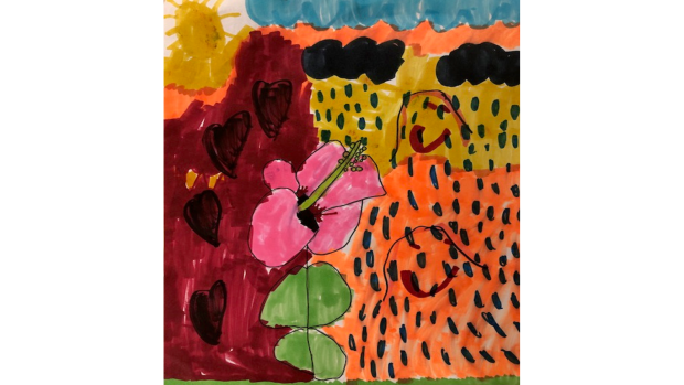 'A picture of Spring. It can be hot or cold and flowers start to grow.' by Cece, Grade 1, Holy Name of Mary, Almonte
