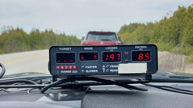 Grey Bruce OPP stopped a vehicle on Highway 6 in South Bruce Peninsula on April 27, 2024, for travelling 197km/h in a posted 80km/h zone. (Source: OPP) 
