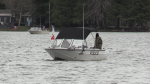 Police searching for man on Lake St. George in Ontario on April, 29, 2024. (CTVNews/Rob Cooper)