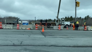 Crews work on the Highway 107 project in Bedford, N.S. (Source: Hafsa Arif/CTV News Atlantic)