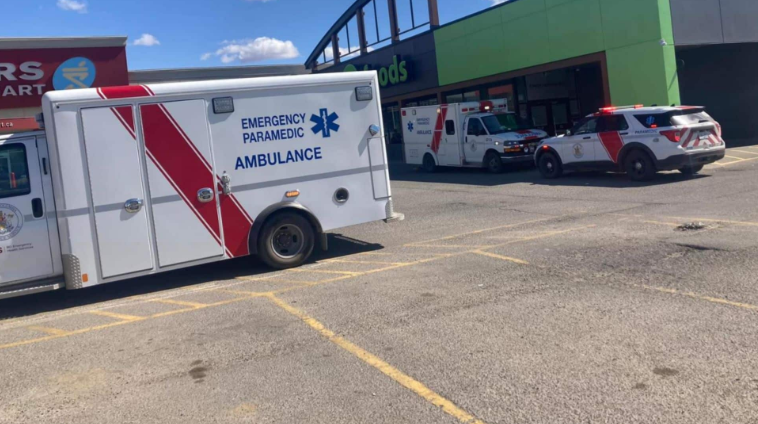 Police and Ambulance respond to the Save-On-Foods on 100th Street in Fort St. John after a female employee suffers cardiac arrest. (Courtesy: Facebook)