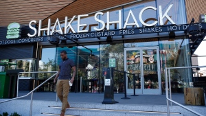 A Shake Shack location is seen in Las Vegas, Wednesday, April 15, 2015. Shake Shack's first Canadian location will land at Yonge-Dundas Square in Toronto and have a menu largely borrowing from what it serves in the U.S.THE CANADIAN PRESS/AP-John Locher
