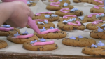 Cookies decorated at Tim Hortons are readying for sale during it Smile Cookie campaign. April 30, 2024 (CTV BARRIE/NEWS)