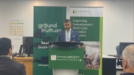Minister responsible for Saskatchewan Innovation Jeremy Harrison speaks at a media event. (Donovan Maess / CTV News) 
