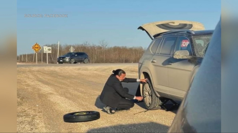 Wab Kinew Reacts to tire changing memes 