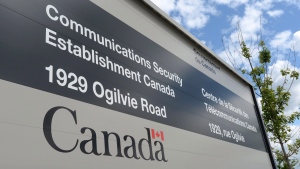 A sign for the Government of Canada's Communications Security Establishment (CSE) is seen outside their headquarters in the east end of Ottawa on Thursday, July 23, 2015. (Sean Kilpatrick / The Canadian Press)