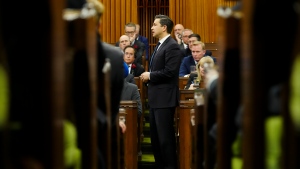 Conservative Leader Pierre Poilievre rises during question period in the House of Commons on Parliament Hill in Ottawa on Wednesday, May 1, 2024. THE CANADIAN PRESS/Sean Kilpatrick