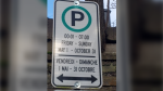 A parking sign is seen in Uptown Saint John, N.B. 