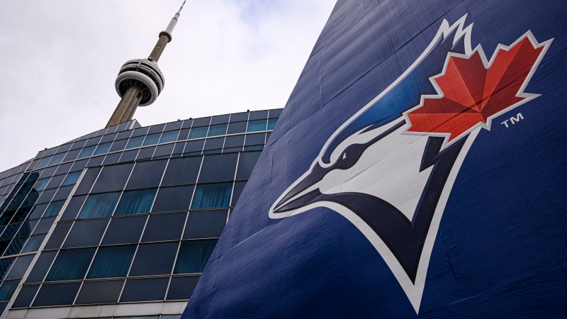 The Blue Jays logo is pictured. (Source: THE CANADIAN PRESS/Christopher Katsarov)