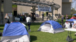 Demonstrators set up a tent encampment in support of Palestine at Western University in London, Ont. on May 1, 2024. (Gerry Dewan/CTV News London) 