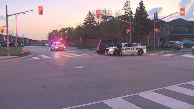 Peel police are on the scene of a collision in Brampton that sent a pedestrian to hospital on Wednesday, May 1, 2024.