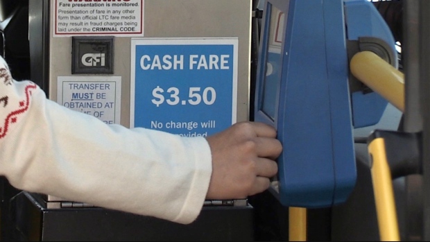 A fare box on a London Transit bus. (Daryl Newcombe/CTV News London)