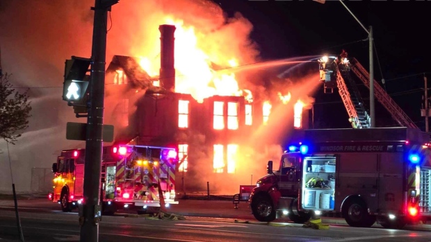 Crews battle a fire in the 800 block of Ouellette Avenue in the early morning hours of May 2, 2024. (Source: Unofficial: On Location/Facebook)