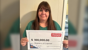 Sharon Jones of Capreol won $100,000 in the Ontario Lottery and Gaming Corp.’s Instant Jazzy Riches. (Supplied)