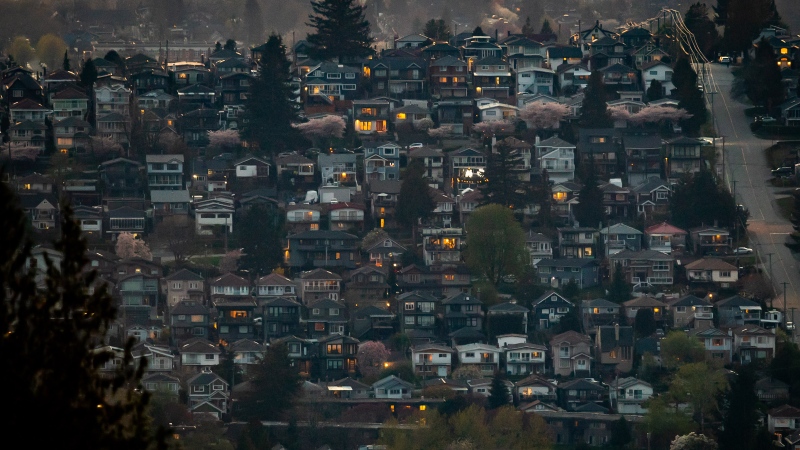 Houses are seen on a hillside in Burnaby, B.C., on Saturday, April 17, 2021. THE CANADIAN PRESS/Darryl Dyck