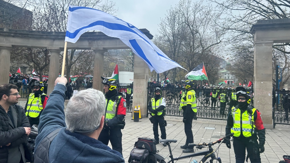 Pro-Israel demonstrator at McGill University