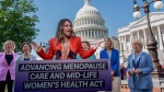 Oscar-winning actor and women's health activist Halle Berry joins senators at the Capitol in Washington on Thursday, May 2, 2024. (J. Scott Applewhite / AP Photo) 