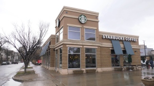 The Osborne Village Starbucks is pictured on May 2, 2024. (Danton Unger/CTV News Winnipeg)