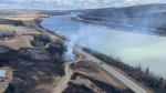 An aerial photo of the Shaftesbury grass fire (# PMD003) in the Municipal District of Peace in northwestern Alberta on April 25, 2024. (Source: Alberta Wildfire) 