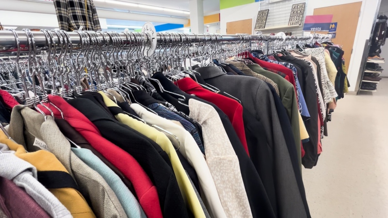 Clothing at a thrift store. (Laura Brown/CTV Atlantic)