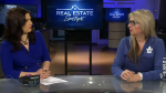 Sarah Freemark (L) discusses real estate with Real Estate Broker Peggy Hill (R)