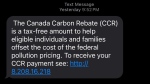 A fake text message trying to get money and information out of unsuspecting Canadian taxpayers. (CTV News)