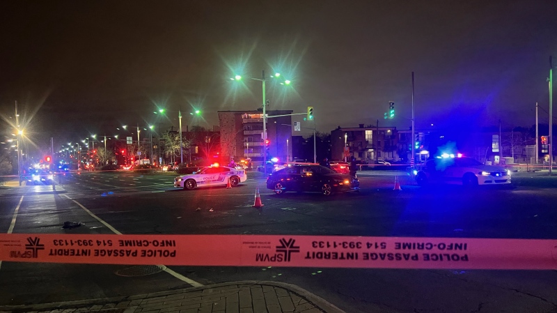 Montreal police are investigating after a woman was struck by a vehicle while crossing the street on May 2, 2024. (Cosmo Santamaria, CTV News)