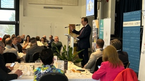 Sudbury Mayor Paul Lefebvre gives second 'State of the City' address at chamber of commerce event at the Caruso Club. May 2, 2024 (Amanda Hicks/CTV Northern Ontario)