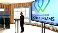 Long-time volunteer Doug McNair speaks at a North Central Family Centre event in their new building. (Gareth Dillistone / CTV News) 