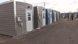 The Region of Waterloo opened a hybrid shelter (pictured here) in early 2023. In a report going to council on Wednesday, May 15, Guelph city staff recommend against creating a similar site in that city. (File photo/CTV Kitchener)